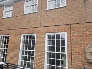 Cable run along the outside of the house